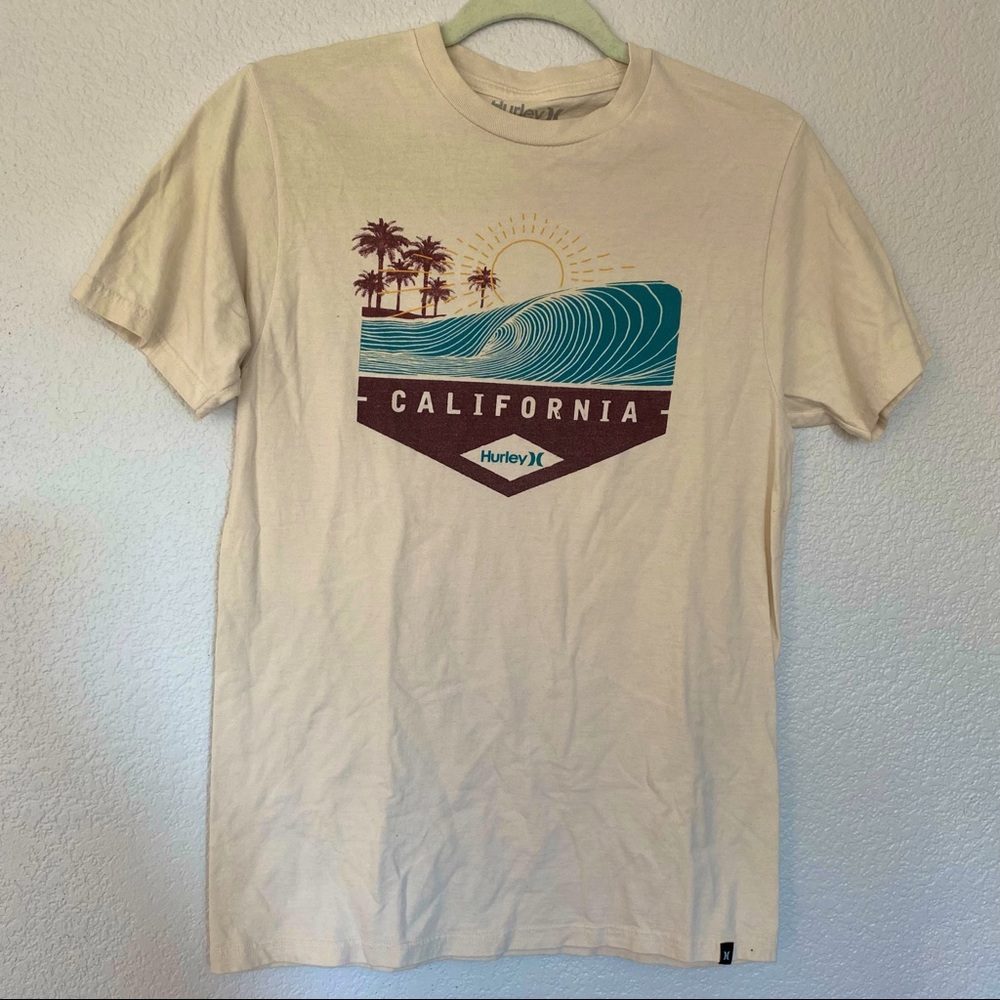 Hurley Cream Waves Graphic Tee